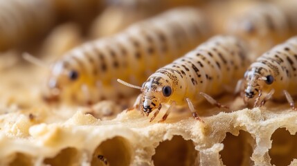 The white swarm of insects on the beehive