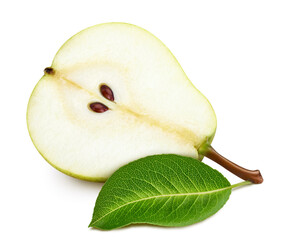 Pear isolated on white background. Pear Clipping Path. Pear macro shooting