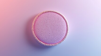 Obraz premium Gentle shadow effects and soft stitches in a circular patch, floating on a pastel gradient.