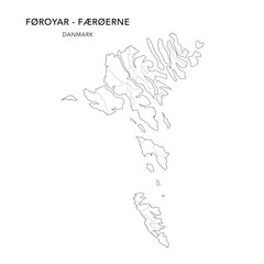 Fototapeta premium Geopolitical Vector Map of the Faeroe Islands (Føroyar Færøerne with Municipalities (Kommuner), and Regions (Sýslur) Administrative Subdivisions as of 2025 - Denmark