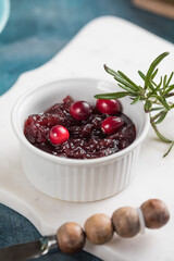 Cranberry sauce is a traditional Thanksgiving side dish.