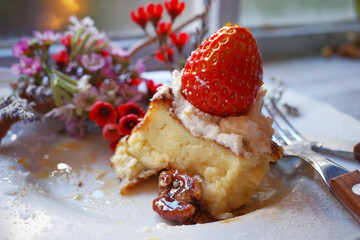 bread food plate strawberry toast fruit pie 