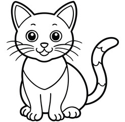 Adorable cute cat hand drawn icon cartoon character line art vector illustration outline image