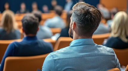 Fototapeta premium Professional watching an educational webinar presentation