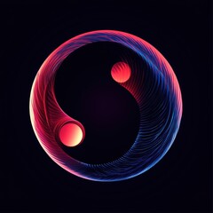 Neon Yin Yang: A vibrant digital art depicting the ancient symbol of balance and harmony.