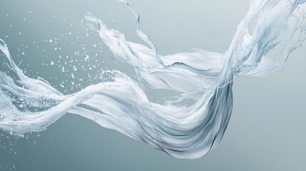 Clean Sophisticated White Wave Backdrop with Translucent Waves Gently Rippling Across Space in Fluid Motion