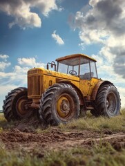 Obraz premium Labor Day text with tractor