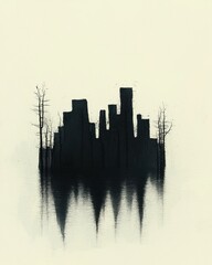 Fototapeta premium Silent reflection of tall mountains calm lake nature art minimal environment aerial view tranquility concept