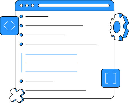 Graphic of code editor interface