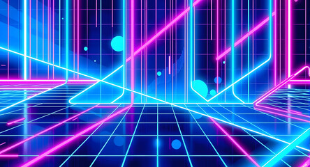Neon Grid Abstract Background