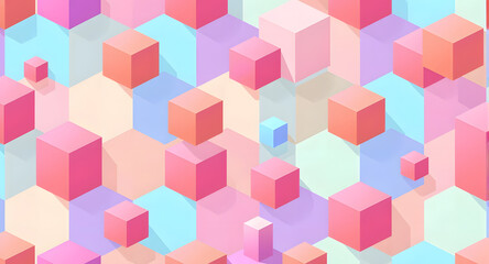 Abstract Geometric Cube Pattern in Pastel Colors