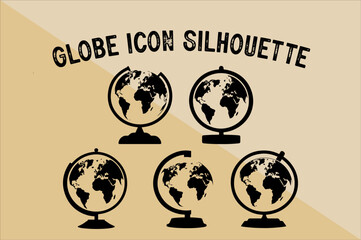 Obraz premium Globe Planet Earth Silhouette. Planet Earth Icon Silhouette.