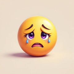 Fototapeta premium Sad Emoji with Purple Eyes Crying Tears