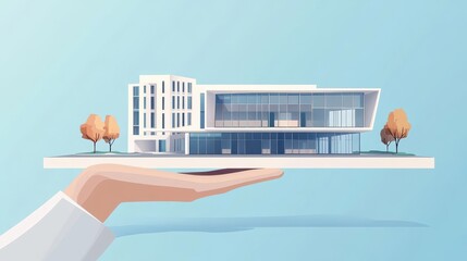 Modern Architecture Model in Hand Illustration