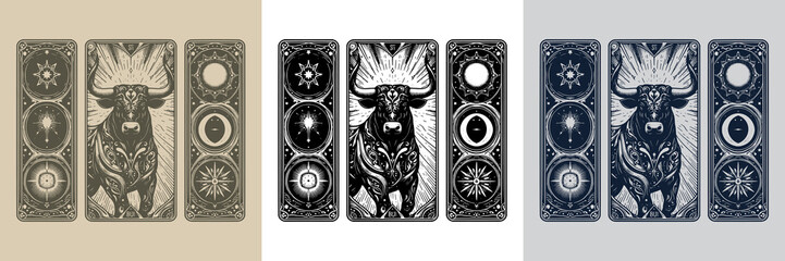 mighty bull vector playing card tattoo design