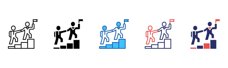 Leadership icon sheet multiple style collection