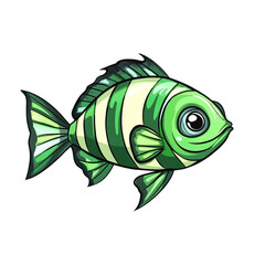 Adorable Green Striped Fish Swimming Joyfully