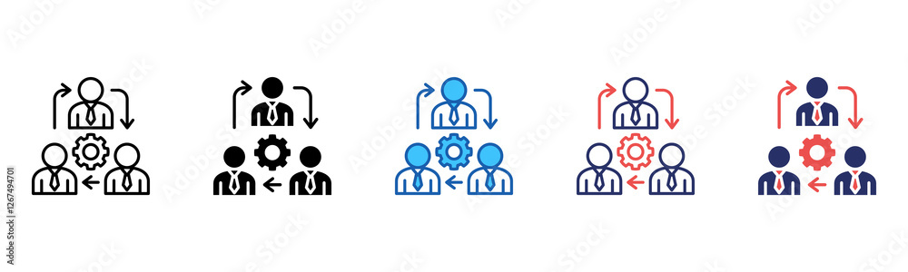 Poster teamwork icon sheet multiple style collection