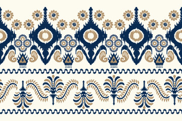 Border ethnic ikat pattern art. folk embroidery, and Mexican style. Aztec geometric ornament print. Design for background, illustration, fabric, clothing, textile, print, batik.