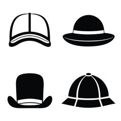 Black Hat Silhouette Design Set