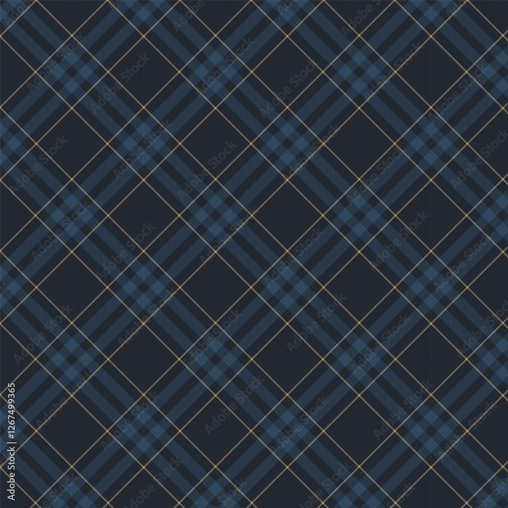 Wall mural plaid with twill weave repeat pattern in dark blue.gingham seamless pattern with stripes.checkered t