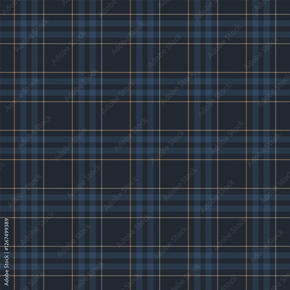 Wall mural plaid with twill weave repeat pattern in dark blue.gingham seamless pattern with stripes.checkered t
