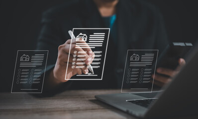 businessman signs digital real estate contract using stylus on virtual interface, representing modern property transactions, technological integration, shift toward efficient, paperless agreements.