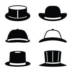 Assorted Hat Silhouette Icons