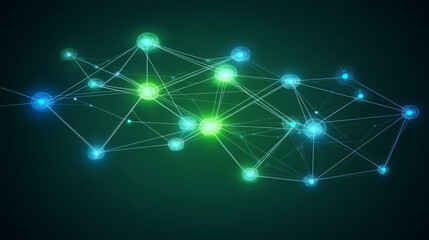 Abstract background with interconnected nodes and connections, forming an array of digital network technology for social media or web design .