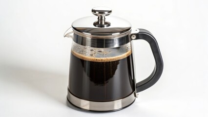 French Press Coffee Maker with Brewed Coffee