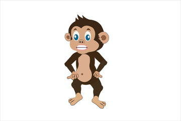 A monkey cartoon character animal peeking over a sign and giving a thumbs up