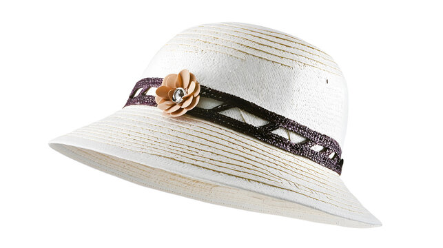 White bucket hat isolated on a transparent background perfect for showcasing minimalist accessories and modern fashion trends, ideal for summer styling, beach outings, and casual outdoor wear.