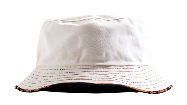 White bucket hat isolated on a transparent background perfect for showcasing minimalist accessories and modern fashion trends, ideal for summer styling, beach outings, and casual outdoor wear.