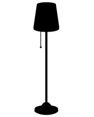Floor lamp, vintage floor lamp with lampshade - vector silhouette picture for logo or pictogram. Lamp in scandinavian style, vintage for sign or icon	