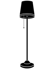 Floor lamp, vintage floor lamp with lampshade - vector silhouette picture for logo or pictogram. Lamp in scandinavian style, vintage for sign or icon	