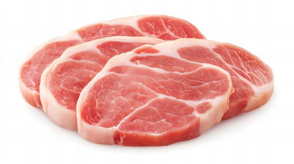 Three raw pork chops, glistening, ready for cooking.  Perfect for a delicious meal!