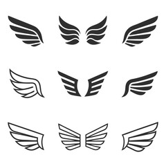 Clean and Minimalist wing icon vector bundle.