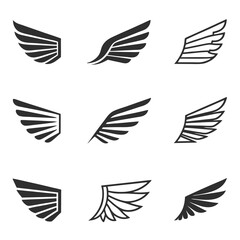 Clean and Minimalist wing icon vector bundle.