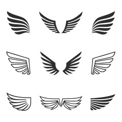 Clean and Minimalist wing icon vector bundle.