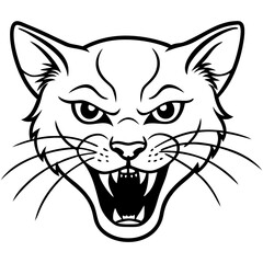 Aggressive Cat Vector Illustration. Fierce Feline Silhouettes & Wild Graphics.
