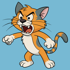 Aggressive Cat Vector Illustration. Fierce Feline Silhouettes & Wild Graphics.