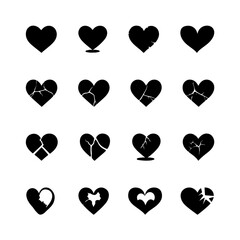 A Set Of Black Broken Heart Illustrations