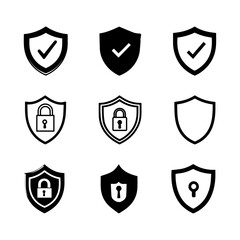 A Set Of Cyber Protection, Privacy And Safety Symbols Silhouette Design