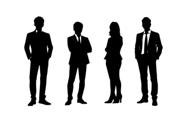 Business Professional Silhouettes of Corporate Team in Formal Attire