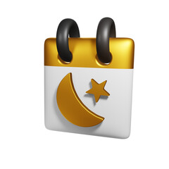 A decorative calendar with a crescent moon, often used for Ramadan or Islamic events