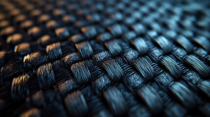 Woven fabric texture close-up, dark background, industrial design