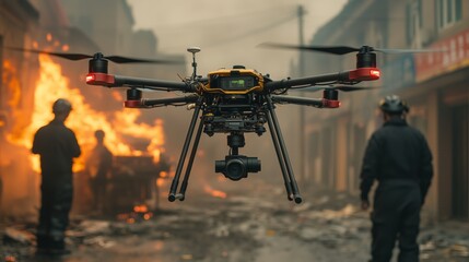 Drone patrol at the fire scene