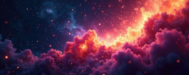 Obraz premium Shimmering cosmic dust devils swirl in the void, dark background, twinkle