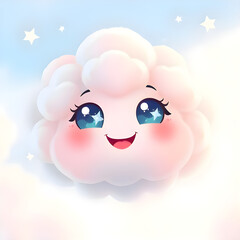 Happy Cloud with Sparkling Eyes