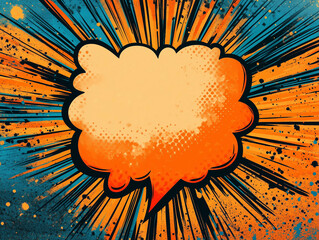 Abstract comic book illustration , speech bubble chat text frame effect background,with halftone effects. Generative Ai